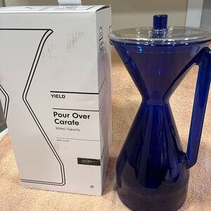 Cobalt Blue Glass, Pour Over Carafe, by Yield Designs.10” high. 5” diameter NEW